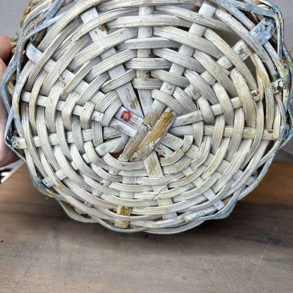 Vintage Wicker Basket with Handle 9x3.25x11.5 Rustic Farmhouse‎ Decor